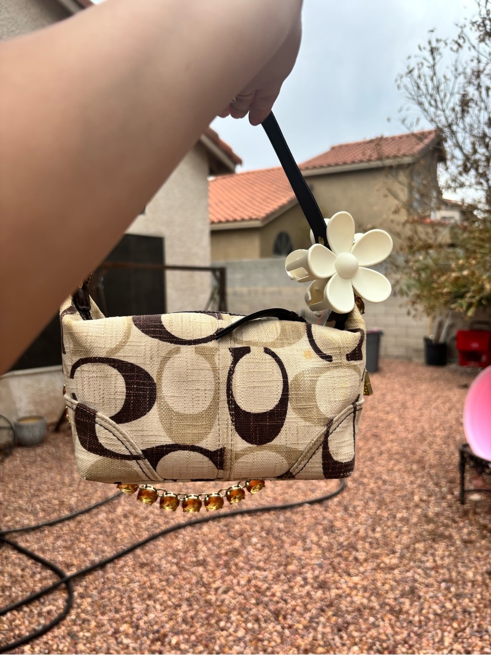 Beige and Brown Coach Mini  Shoulder Bag - Picture 2 of 8